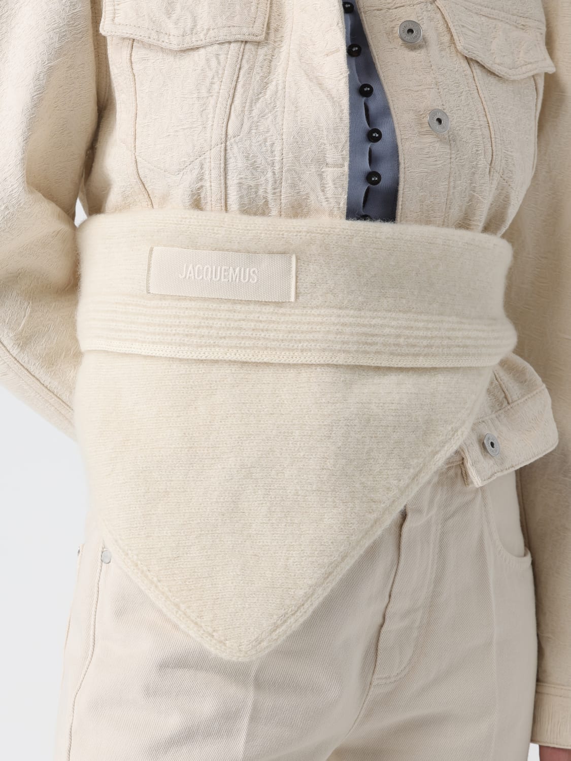 JACQUEMUS SCIARPA: Sciarpa Jacquemus in misto lana , Bianco - Img 3