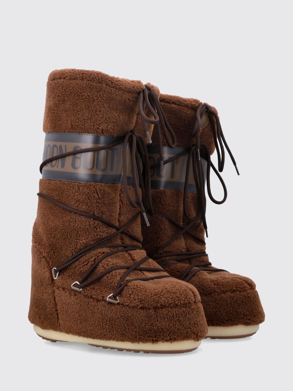 MOON BOOT BOOTS: Flat ankle boots woman Moon Boot, Brown - Img 2