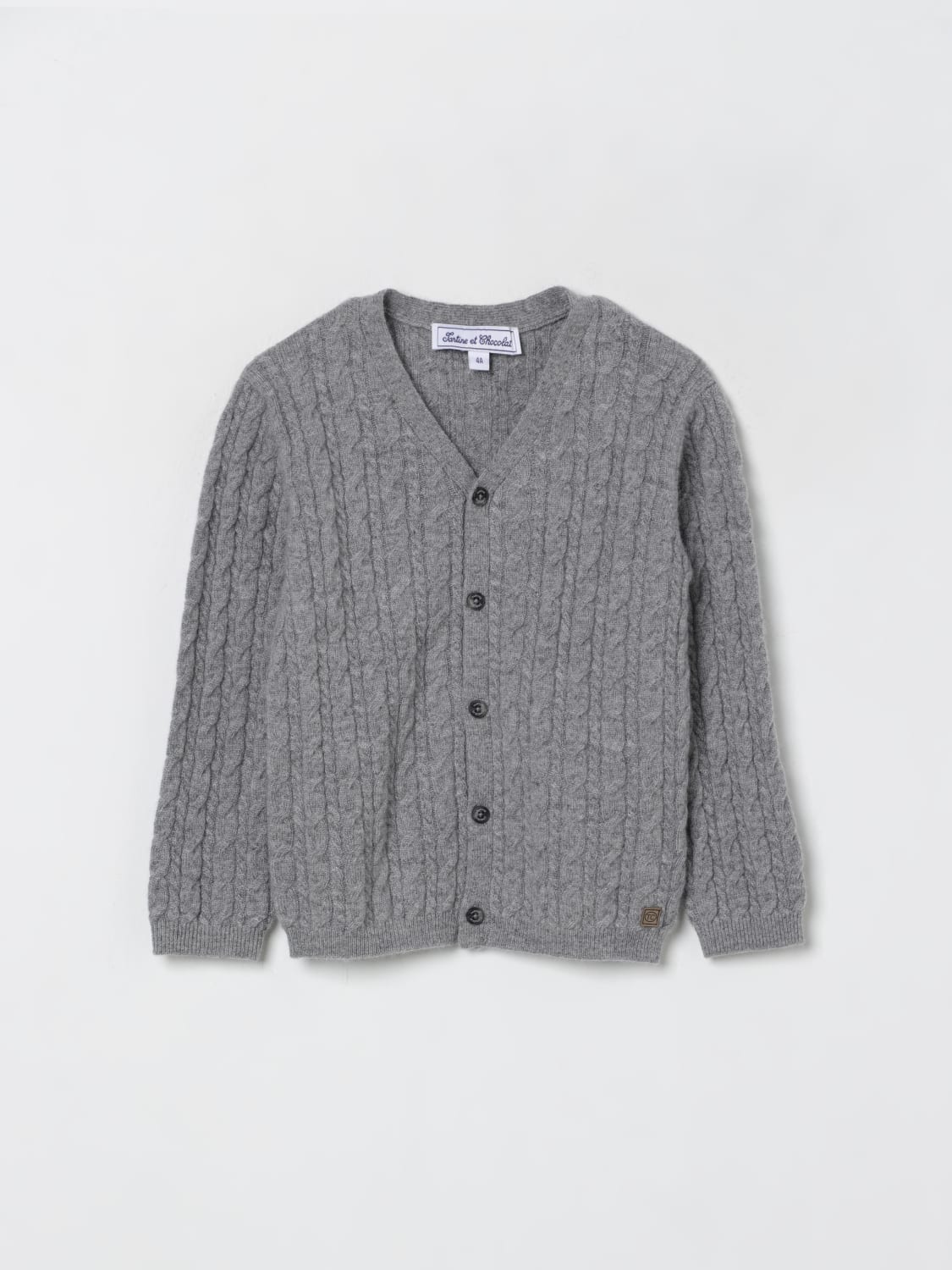 TARTINE ET CHOCOLAT MAGLIA: Cardigan Tartine Et Chocolat in misto lana , Grigio - Img 1