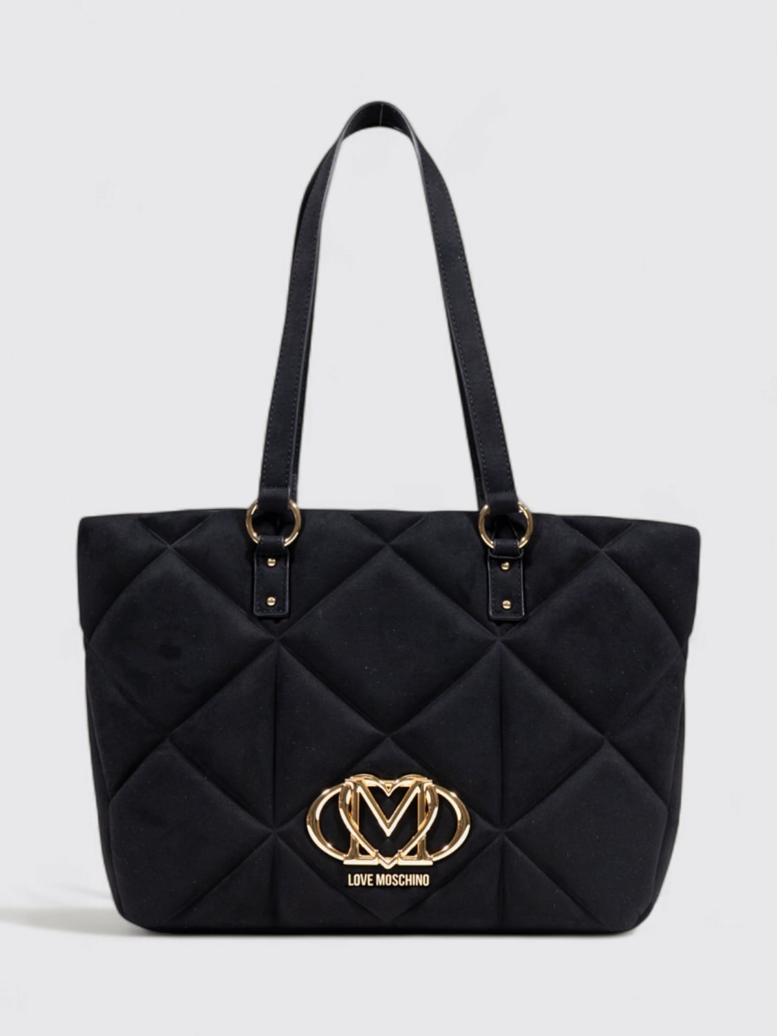 LOVE MOSCHINO BORSA A SPALLA: Borsa a spalla in velluto Love Moschino, Nero - Img 1