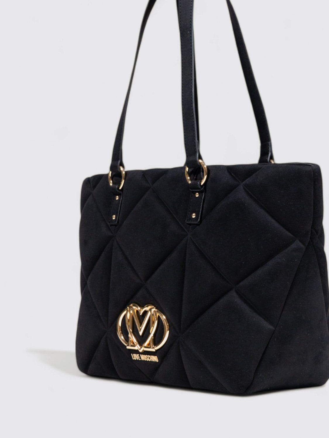 LOVE MOSCHINO BORSA A SPALLA: Borsa a spalla in velluto Love Moschino, Nero - Img 3