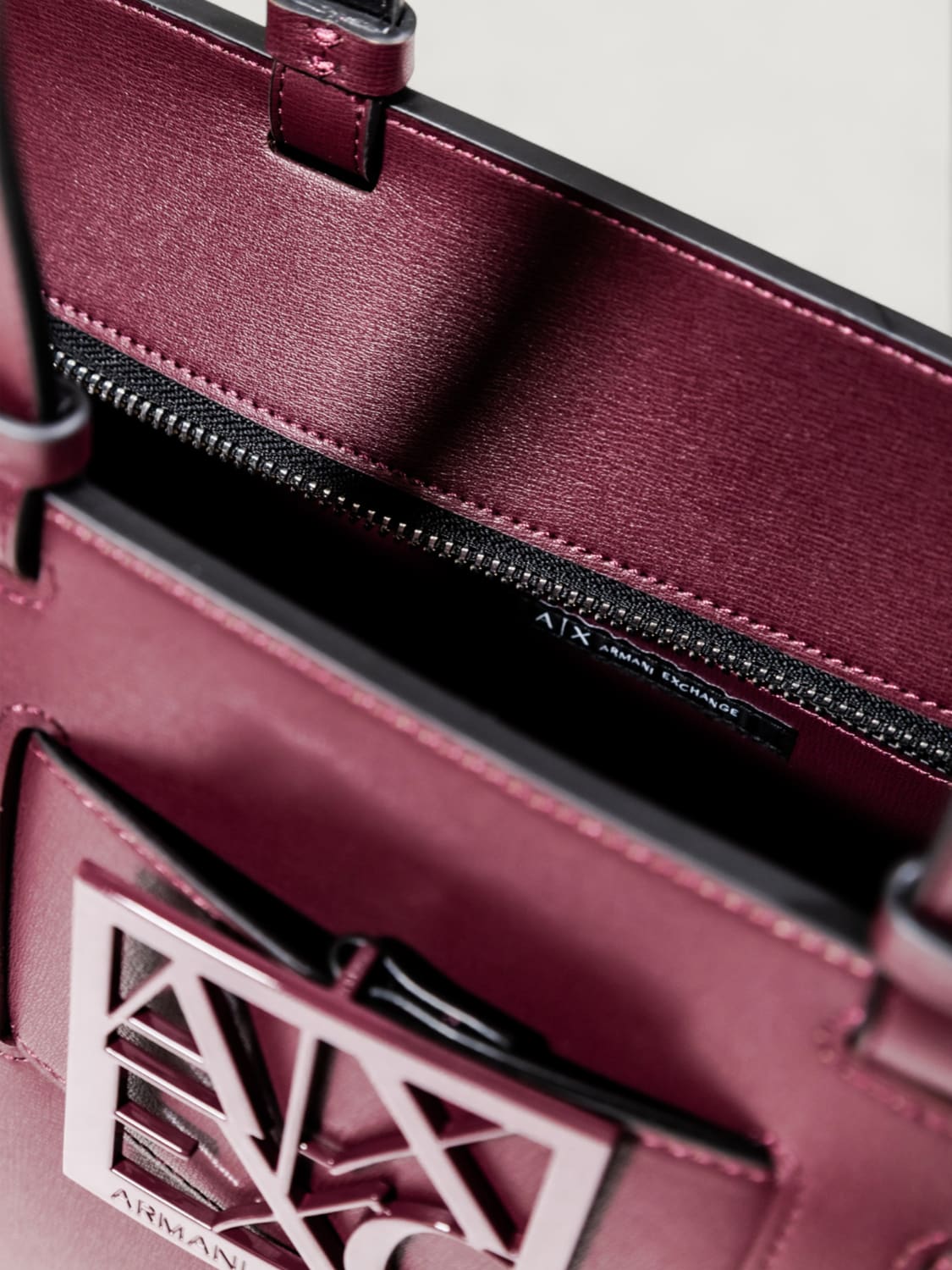 ARMANI EXCHANGE HANDTASCHE: Schultertasche damen Armani Exchange, Red Purple - Img 3