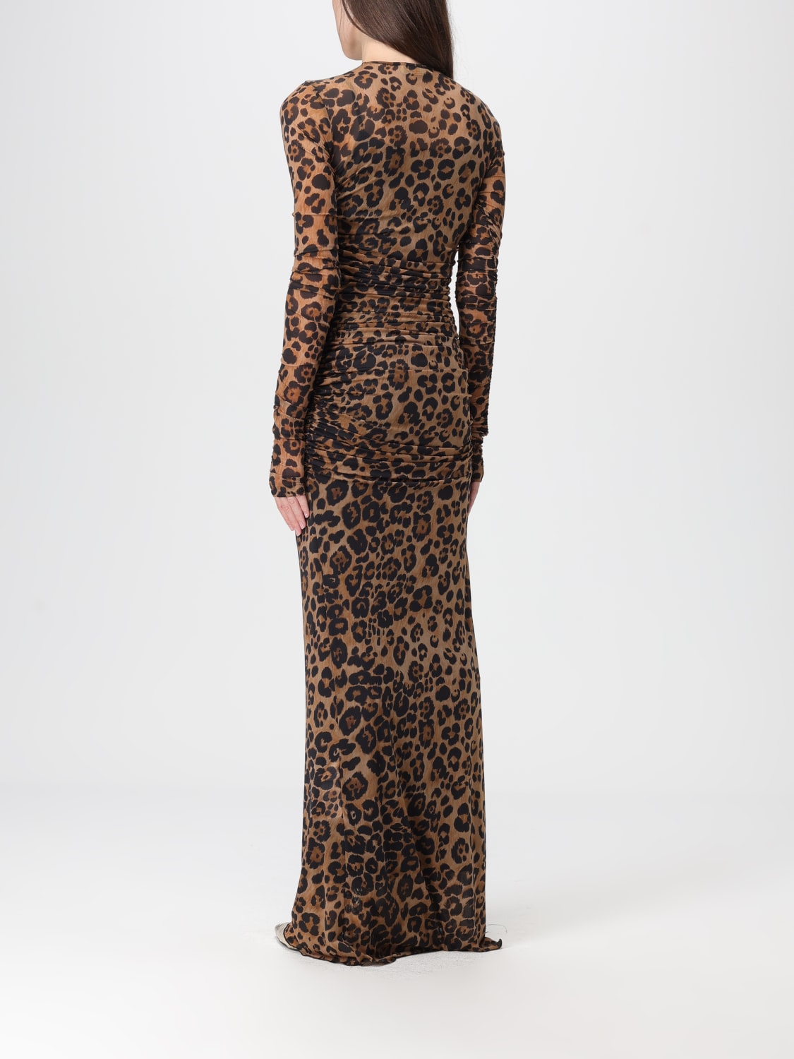 BLUMARINE ABITO: Abito lungo Blumarine in jersey animalier , Marrone - Img 3