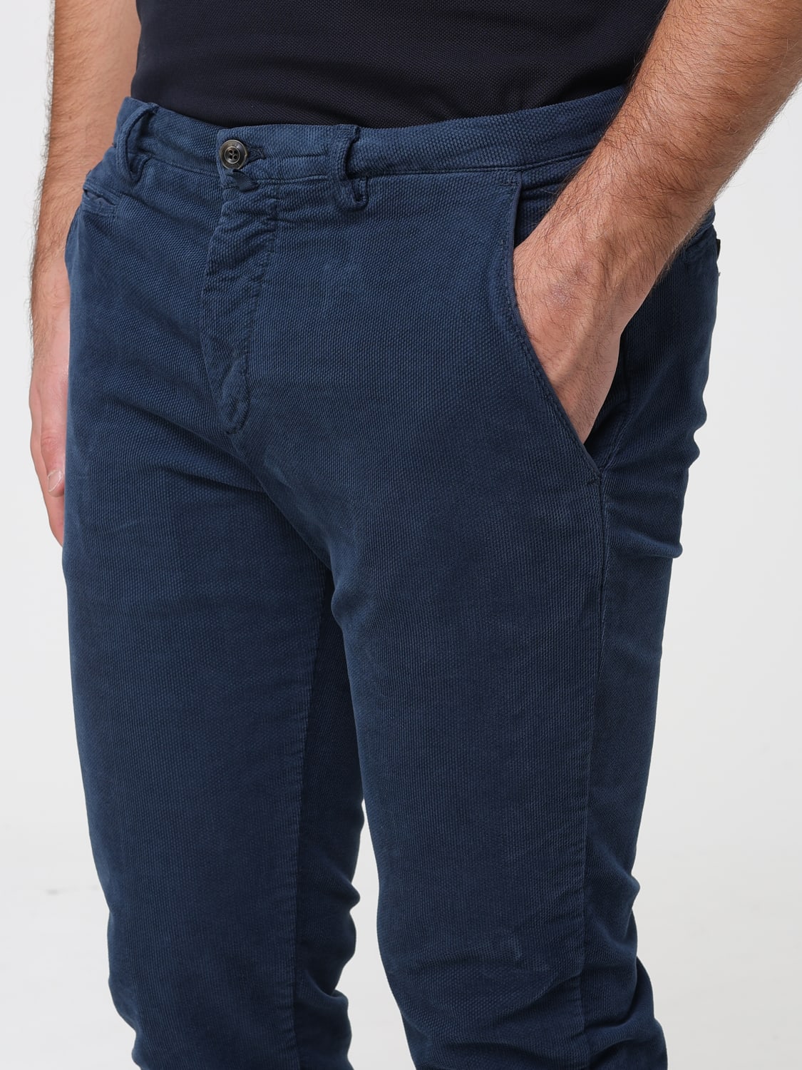 BRIGLIA 1949 PANTALONI: Pantalone chino Briglia 1949 in velluto, Blue - Img 3