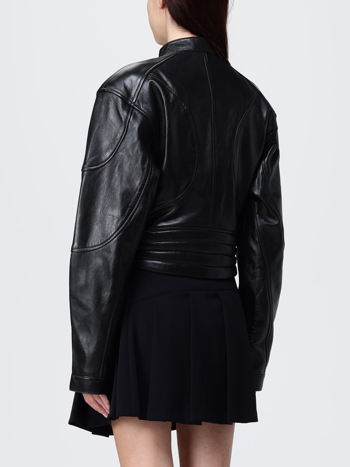 VERSACE JEANS COUTURE GIACCA: Giacca biker Versace Jeans Couture in pelle , Nero - Img 3