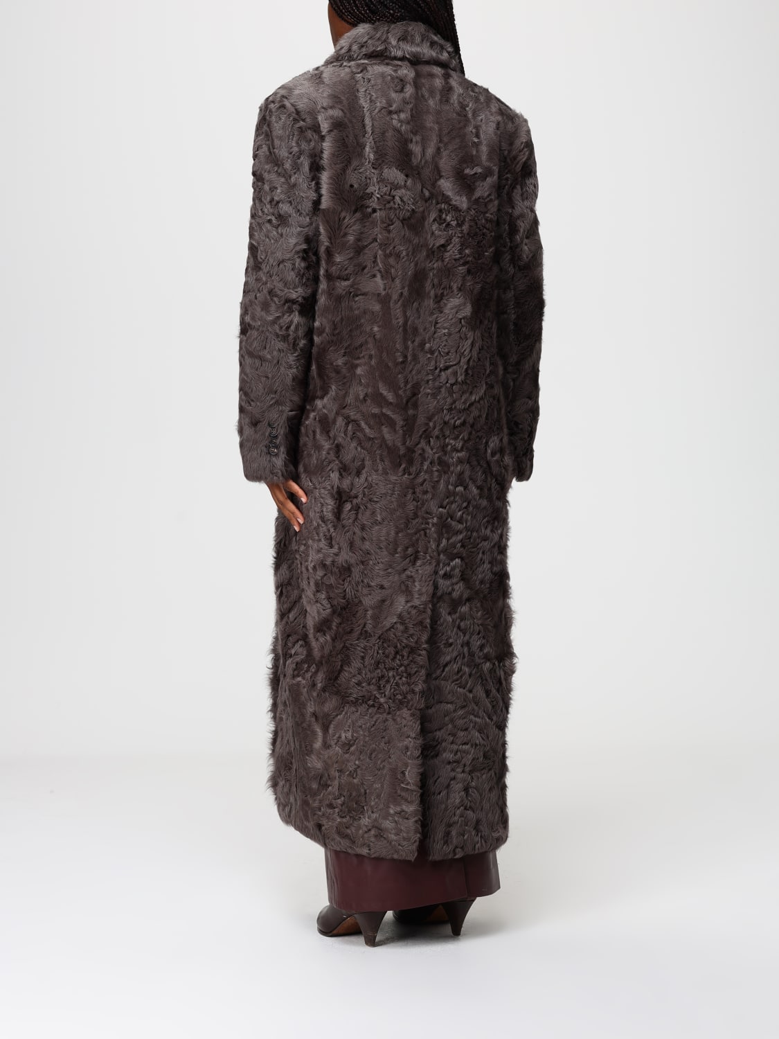 BRUNELLO CUCINELLI PELLICCIA: Cappotto Brunello Cucinelli in pelliccia Wavy con monile , Marrone - Img 3