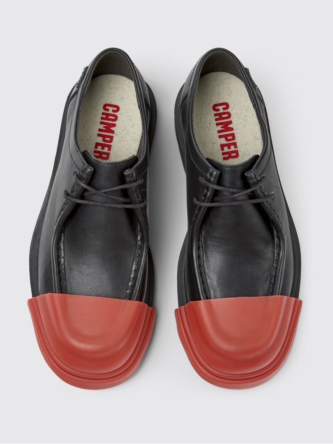 CAMPER STRINGATE: Derby Junction Camper in pelle e gomma , Nero - Img 4