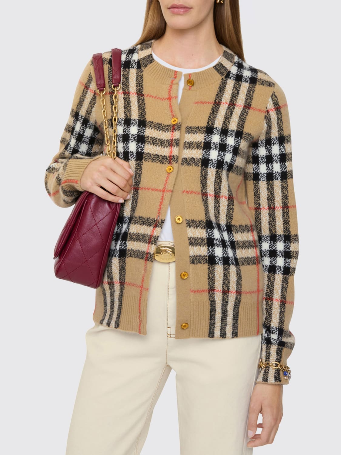 BURBERRY SWEATER: Cardigan woman Burberry, Beige - Img 2