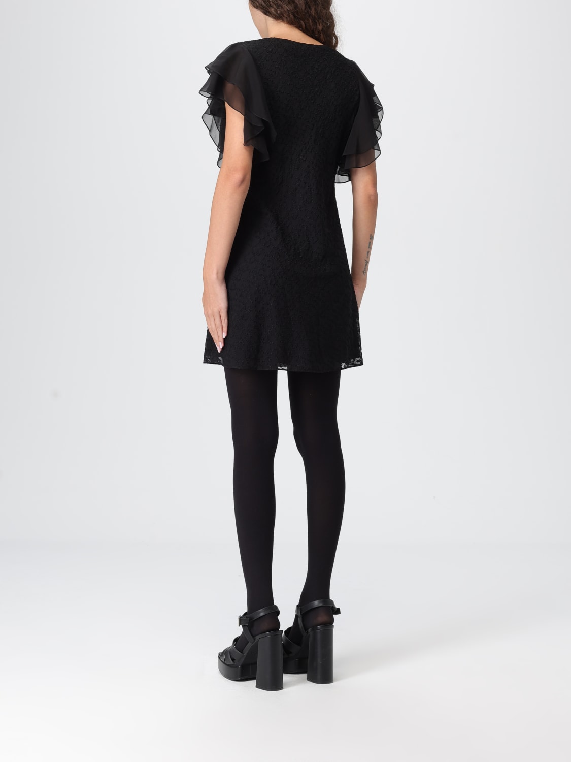 SAINT LAURENT ABITO: Abito Saint Laurent in mussola ricamata , Nero - Img 2