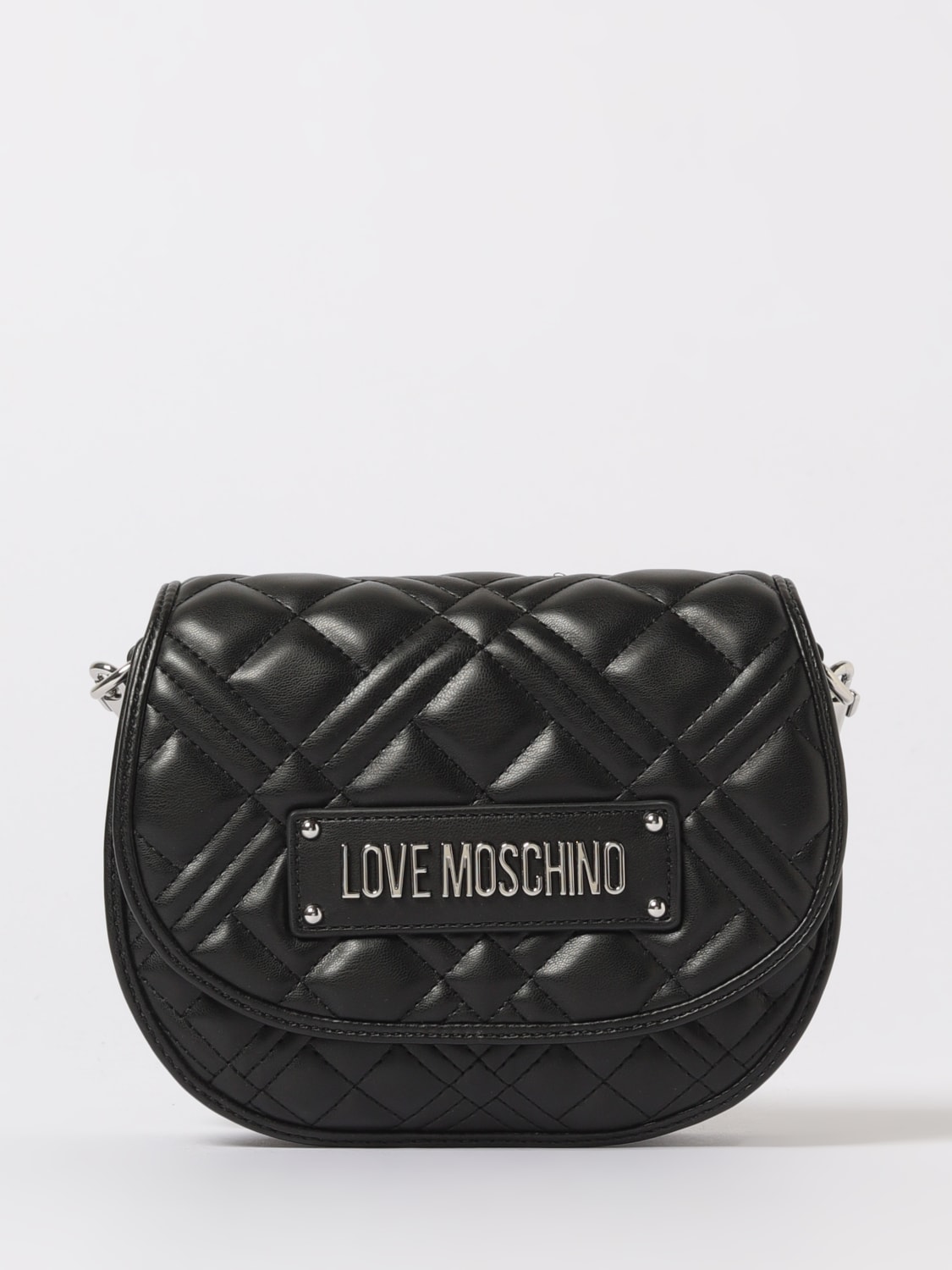 LOVE MOSCHINO BORSA A TRACOLLA: Borsa a tracolla in pelle sintetica trapuntata Love Moschino, Nero - Img 1