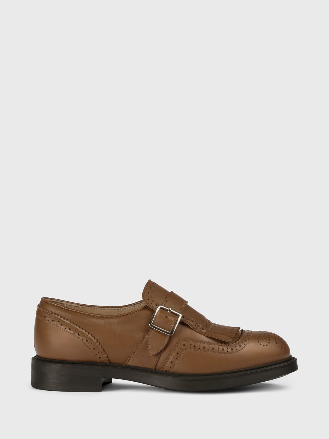 DOUCAL'S STRINGATE: Monk Strap Doucal's in pelle con motivo brogue , Marrone - Img 1