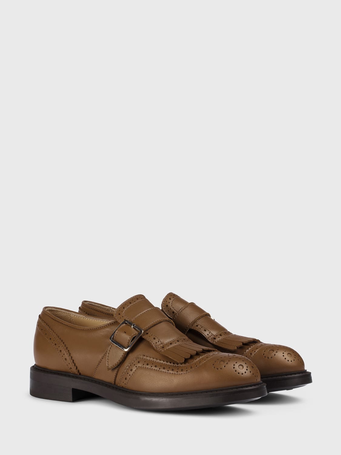 DOUCAL'S STRINGATE: Monk Strap Doucal's in pelle con motivo brogue , Marrone - Img 2