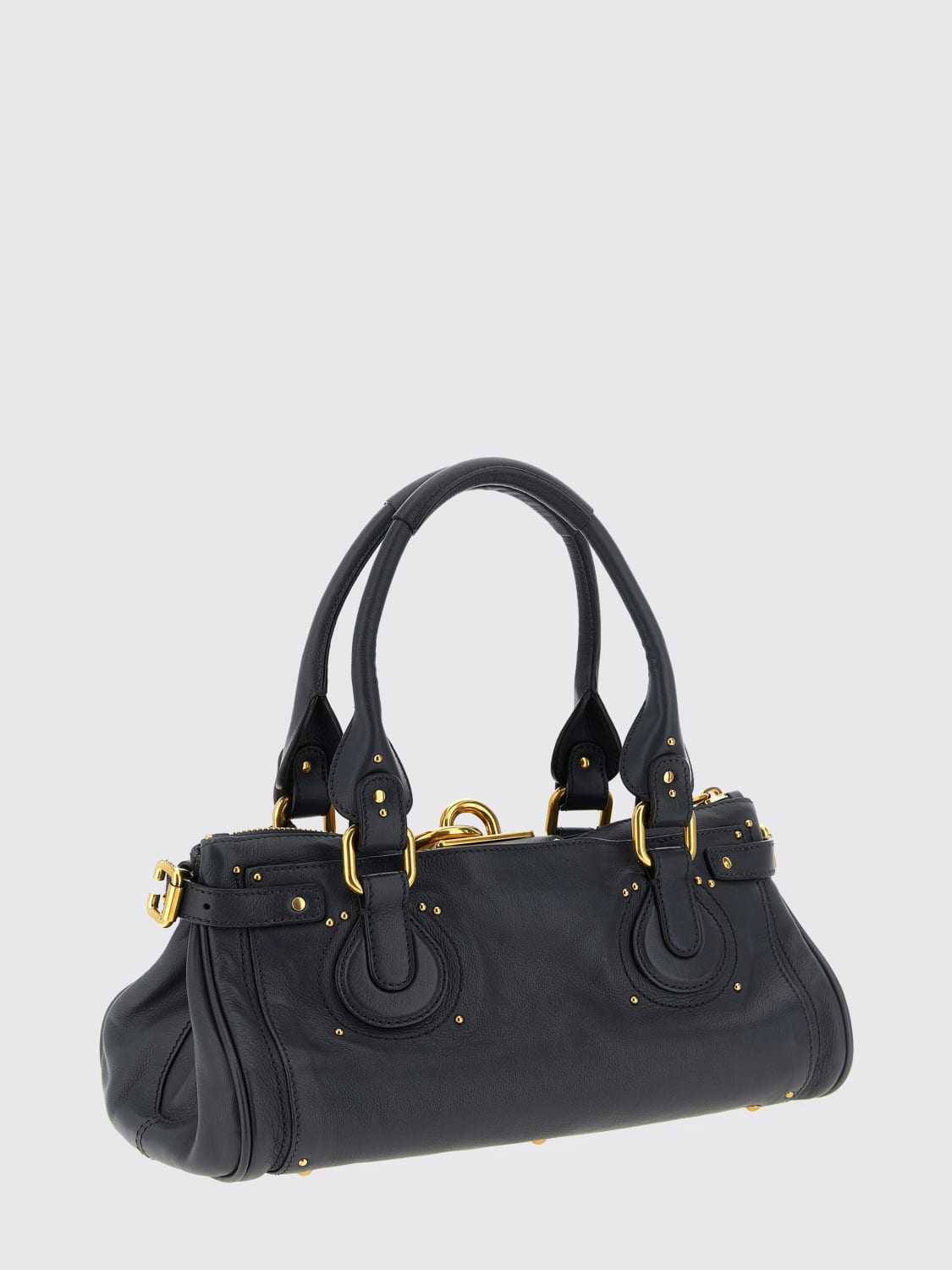 CHLOÉ BORSA A SPALLA: Borsa Paddington Chloé in pelle a grana, Blue - Img 2