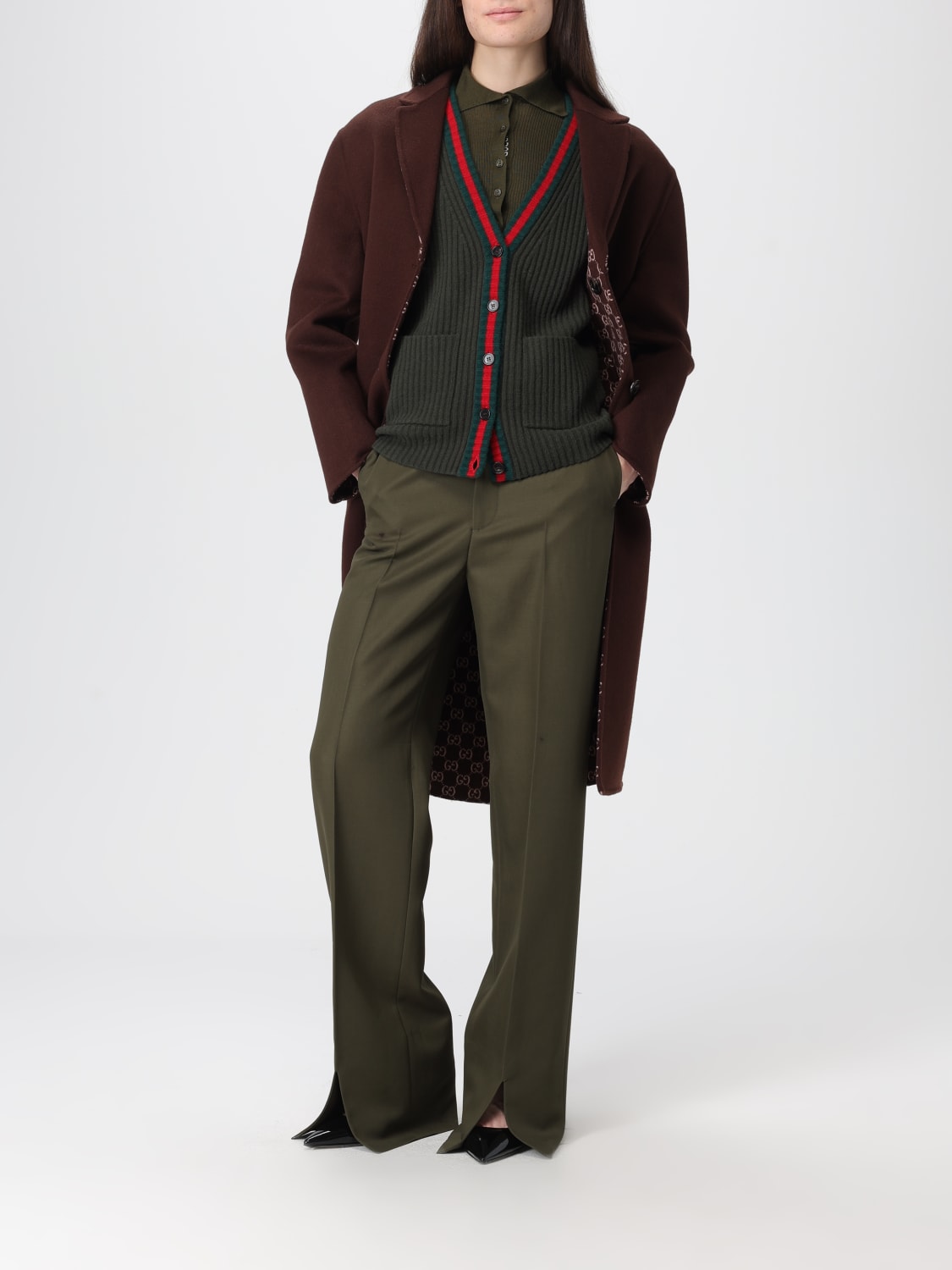 GUCCI COAT: Coat woman Gucci, Brown - Img 2