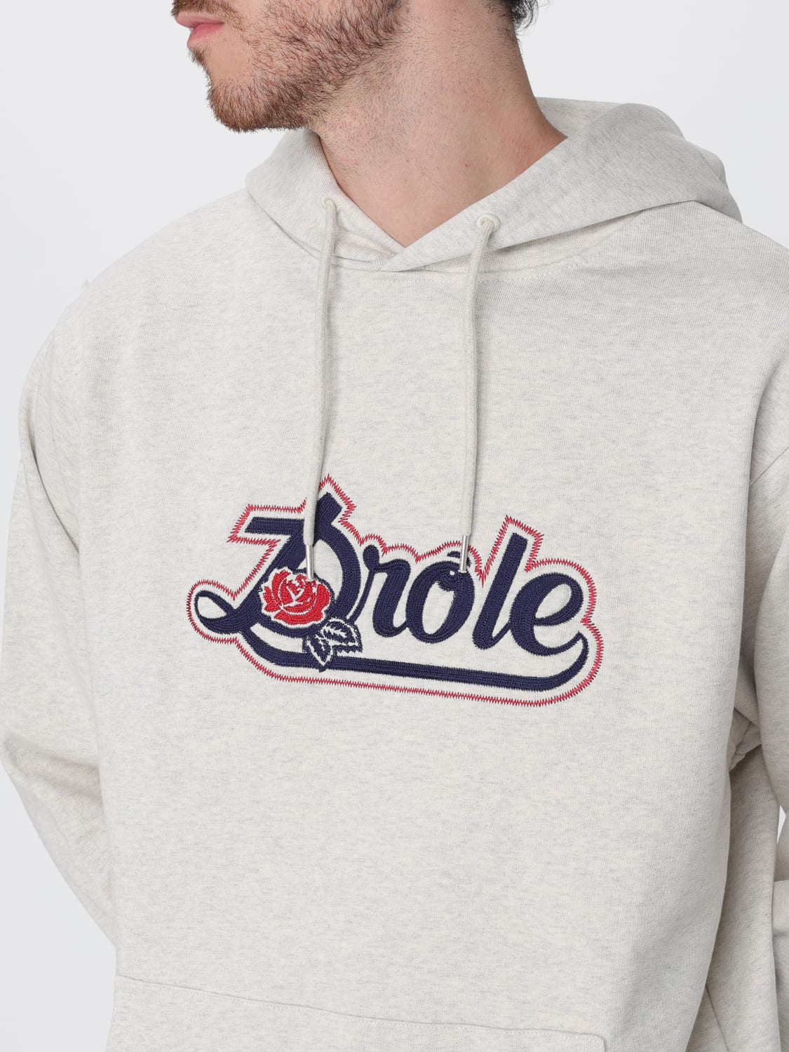 DRÔLE DE MONSIEUR FELPA: Felpa con cappuccio in cotone con logo Drôle De Monsieur, Grigio - Img 3