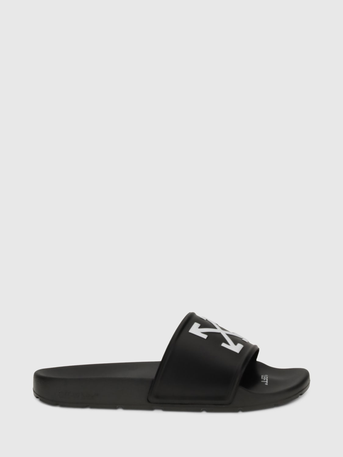 OFF-WHITE SANDALI: Sliders Arrow Off-White in gomma , Nero - Img 1