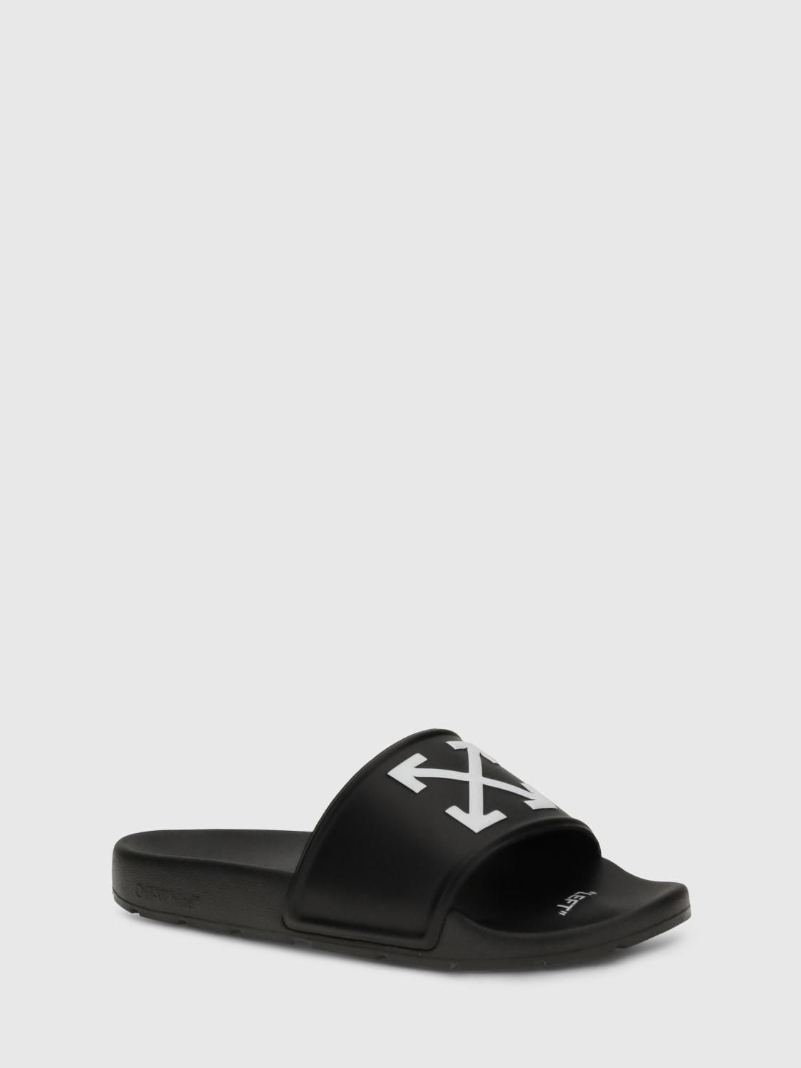 OFF-WHITE SANDALI: Sliders Arrow Off-White in gomma , Nero - Img 2
