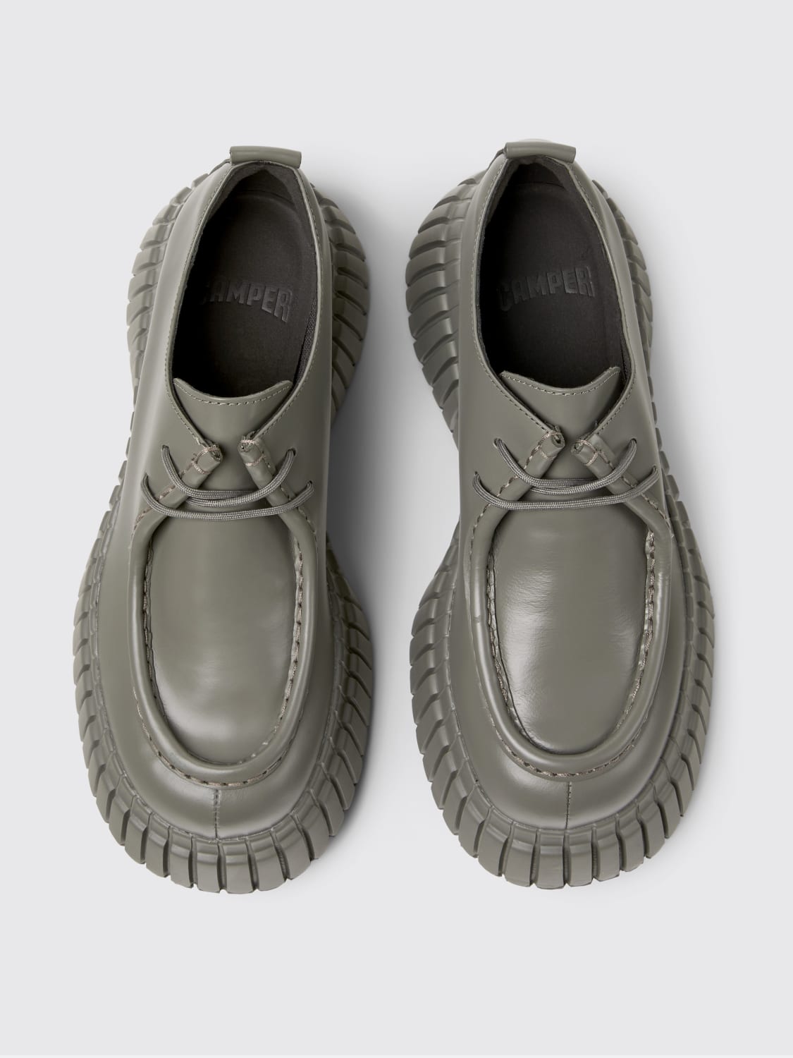 CAMPER STRINGATE: Derby platform Pix BCN Camper in pelle spazzolata , Grigio - Img 4