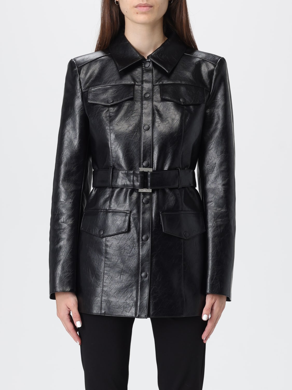 PATRIZIA PEPE GIACCA: Giacca biker Patrizia Pepe in cotone spalmato, Nero - Img 1