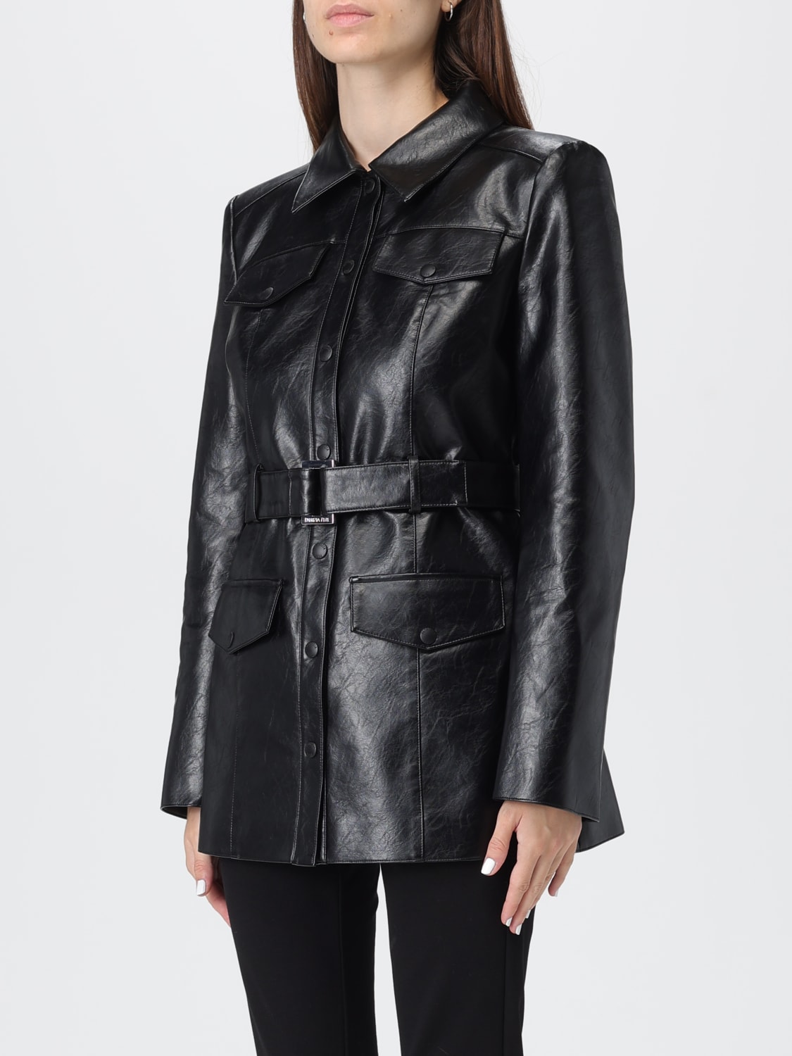 PATRIZIA PEPE GIACCA: Giacca biker Patrizia Pepe in cotone spalmato, Nero - Img 4