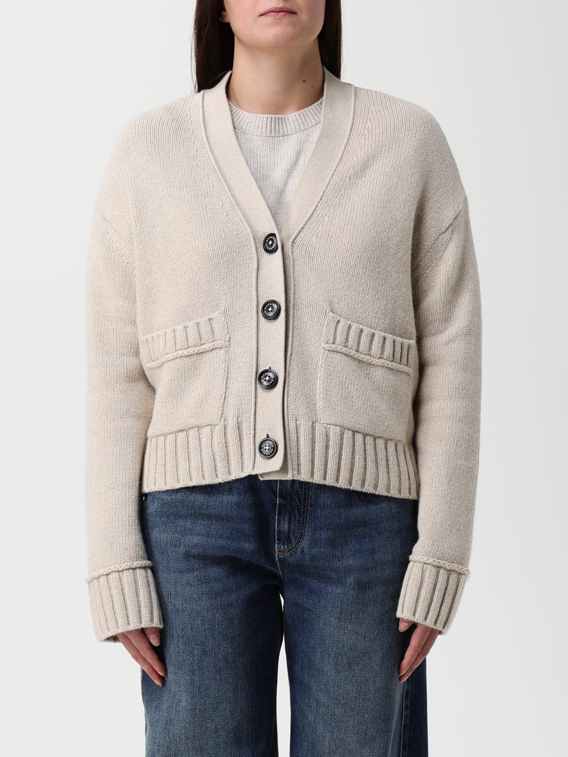 BARBOUR SWEATER: Cardigan woman Barbour, Ivory - Img 1