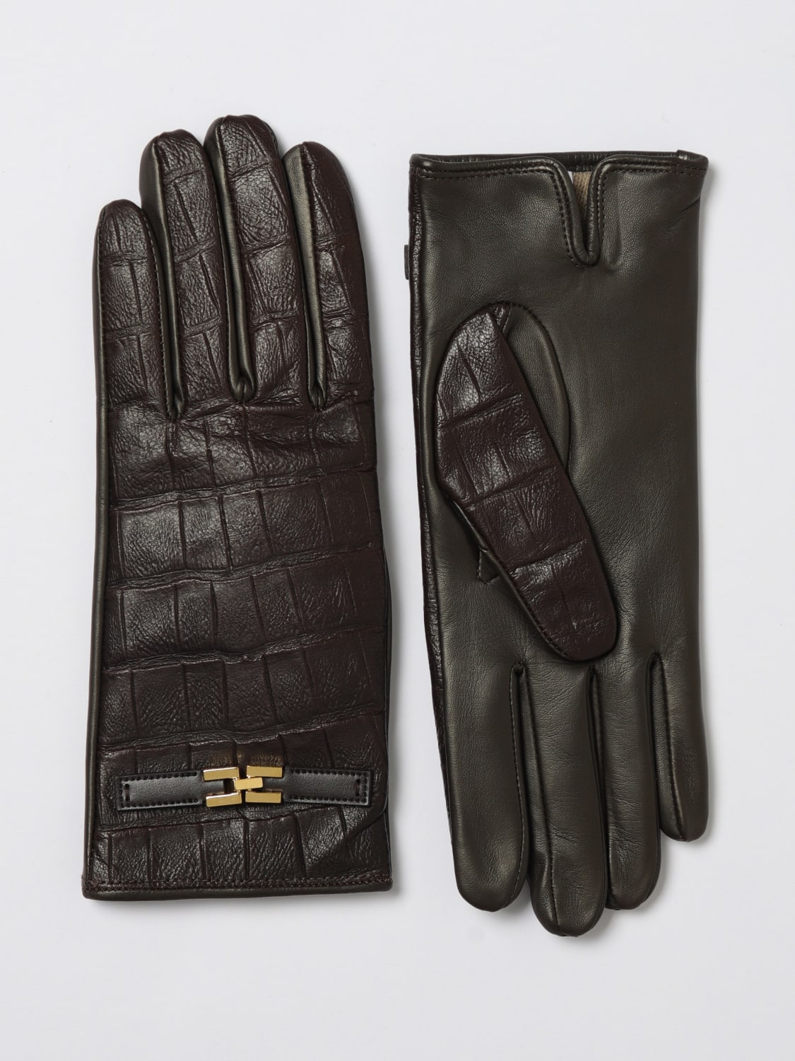 ELISABETTA FRANCHI GLOVES: Gloves woman Elisabetta Franchi, Brown - Img 1