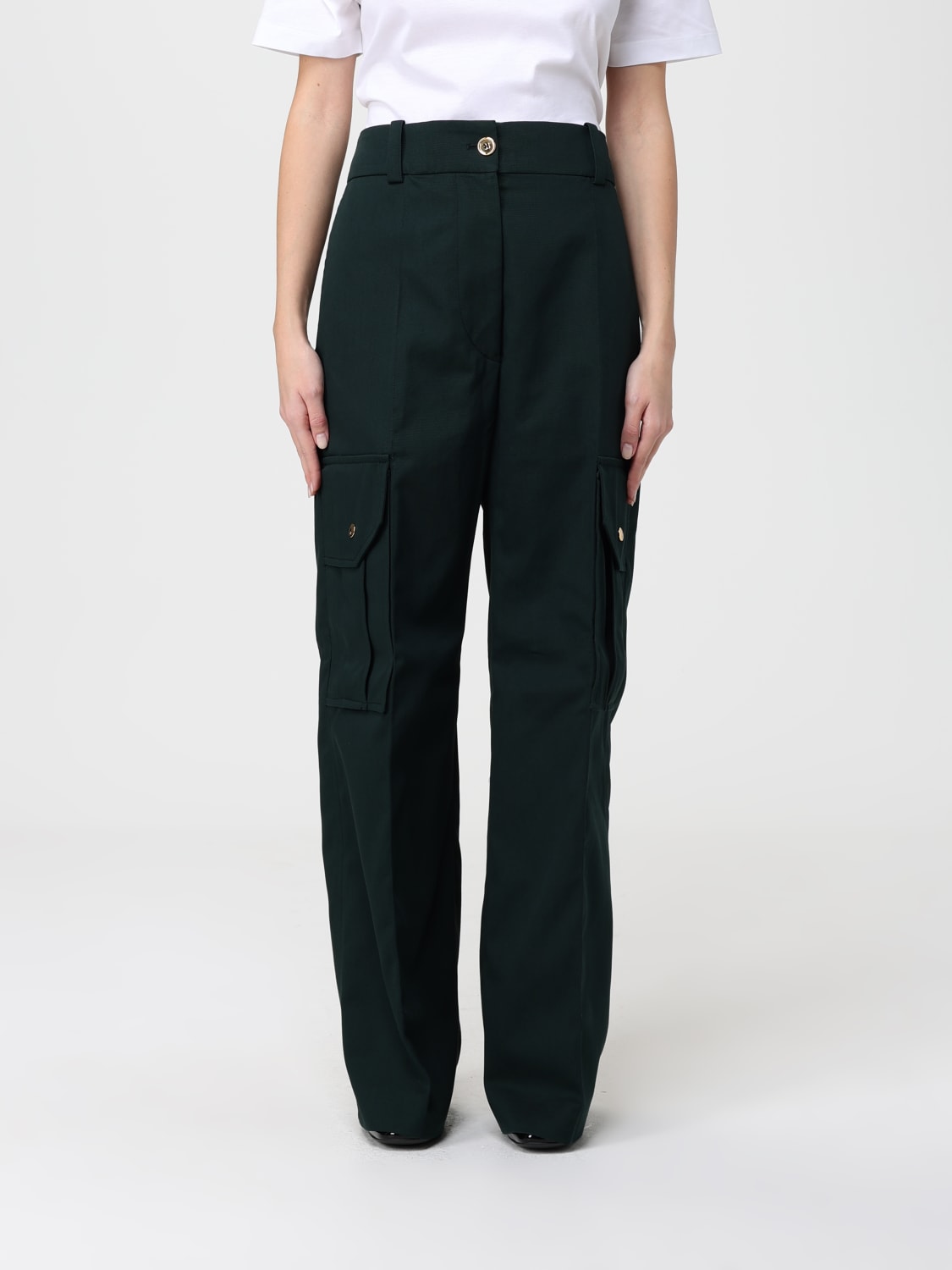 PATOU PANTALONI: Pantalone cargo a vita alta Patou, Verde - Img 1