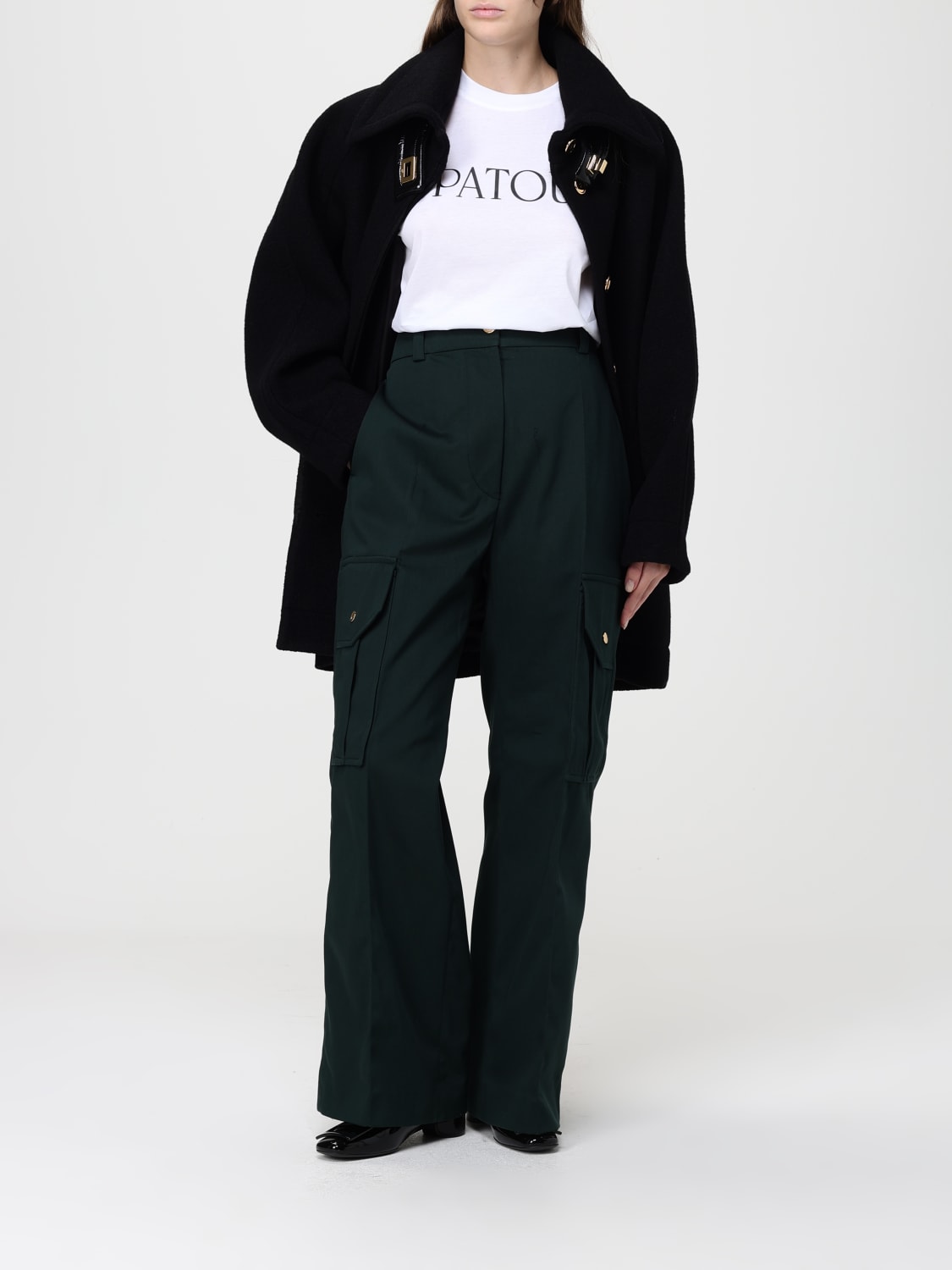 PATOU PANTALONI: Pantalone cargo a vita alta Patou, Verde - Img 2