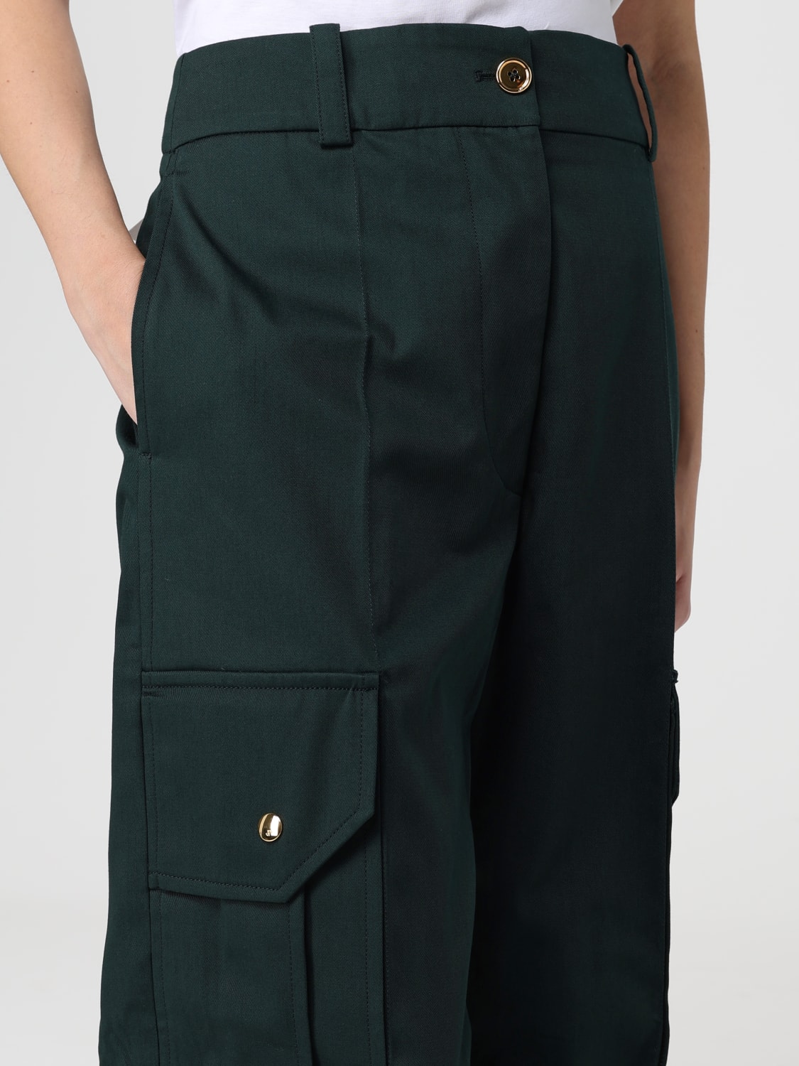 PATOU PANTALONI: Pantalone cargo a vita alta Patou, Verde - Img 4