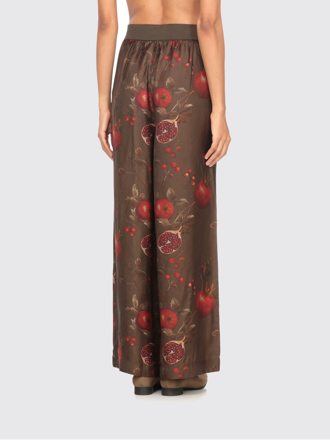 UMA WANG PANTALONI: Pantalone in misto viscosa stampato Uma Wang, Marrone - Img 4