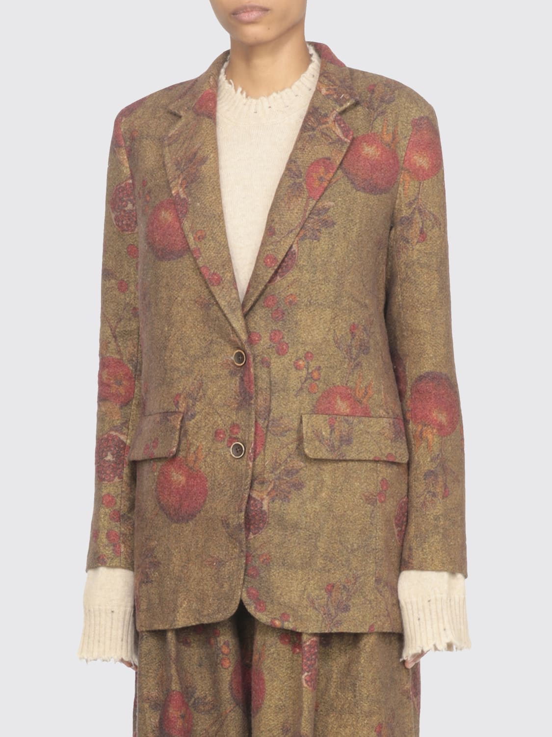 UMA WANG GIACCA: Blazer Uma Wang in misto lana e lino , Verde - Img 1