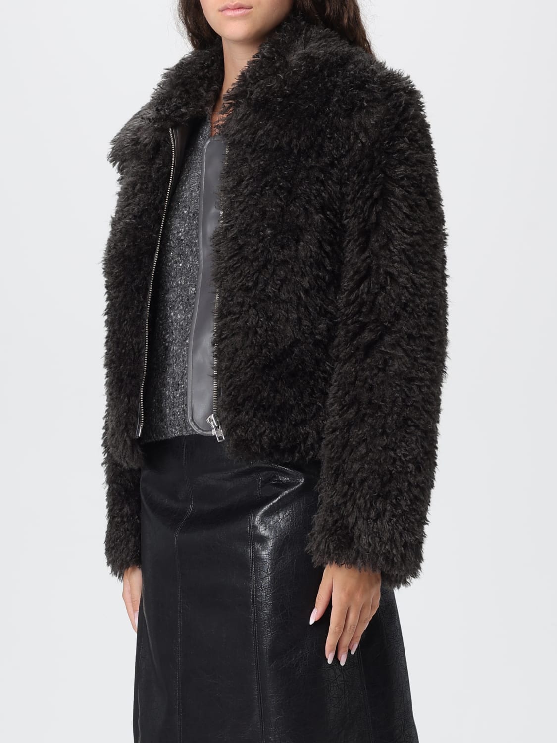 STAND STUDIO PELLICCIA: Giacca in pelliccia sintetica Zaylee Stand Studio, Grigio - Img 4