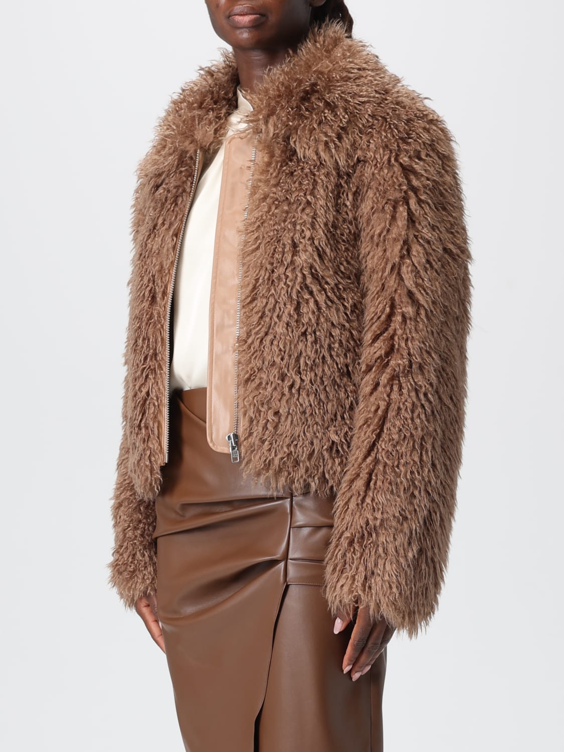 STAND STUDIO FUR COAT: Jacket woman Stand Studio, Brown - Img 4