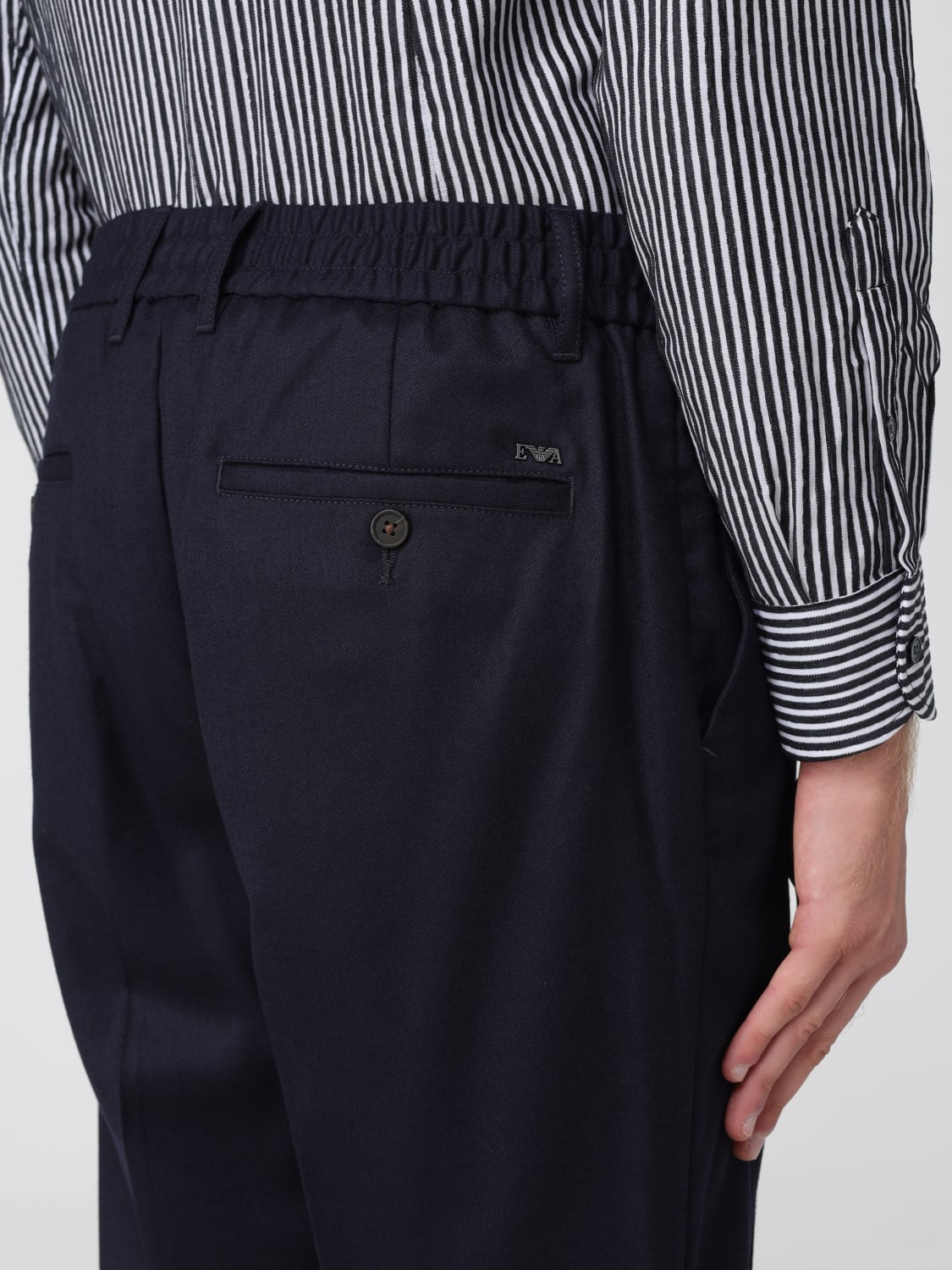 EMPORIO ARMANI PANTALONI: Pantalone Emporio Armani in lana vergine stretch , Blue Navy - Img 4