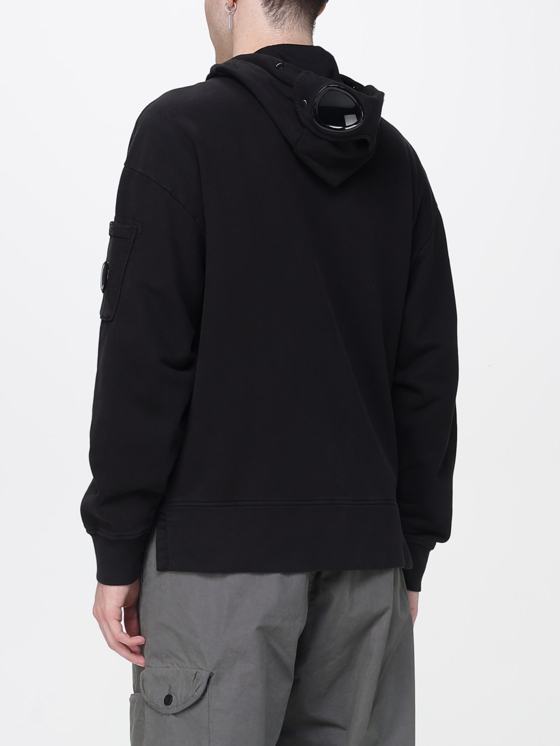 C.P. COMPANY FELPA: Felpa con cappuccio e zip in cotone C.P. Company, Nero - Img 3