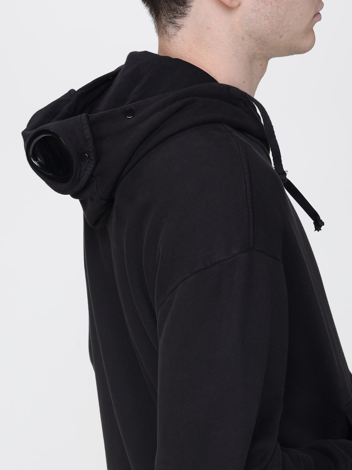 C.P. COMPANY FELPA: Felpa con cappuccio e zip in cotone C.P. Company, Nero - Img 5