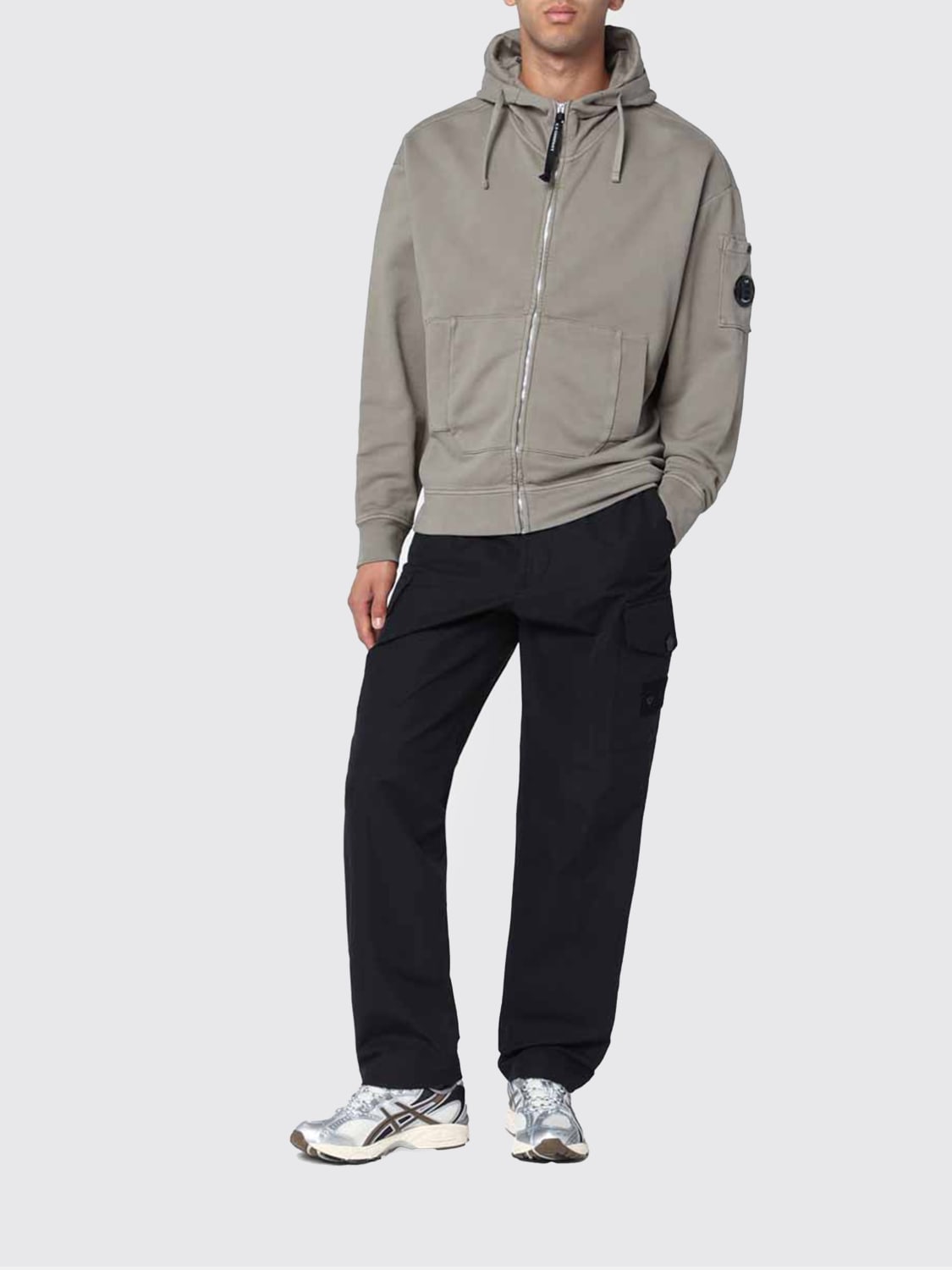 C.P. COMPANY FELPA: Felpa con cappuccio e zip in cotone C.P. Company, Grigio - Img 2