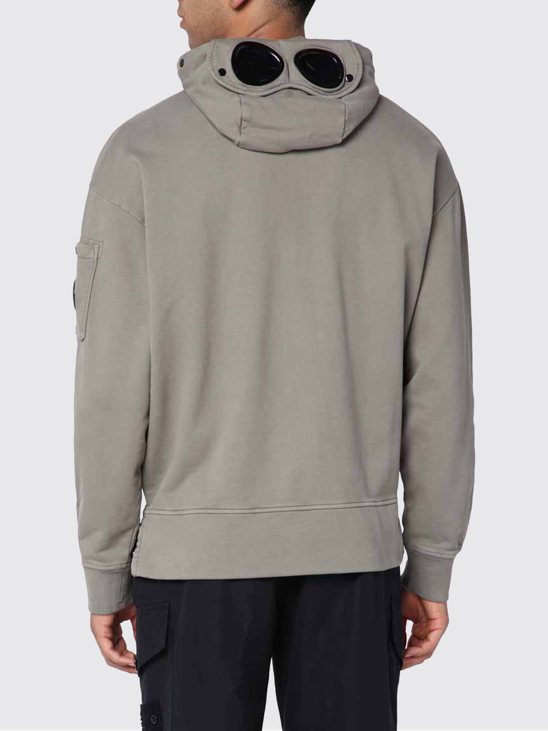 C.P. COMPANY FELPA: Felpa con cappuccio e zip in cotone C.P. Company, Grigio - Img 3