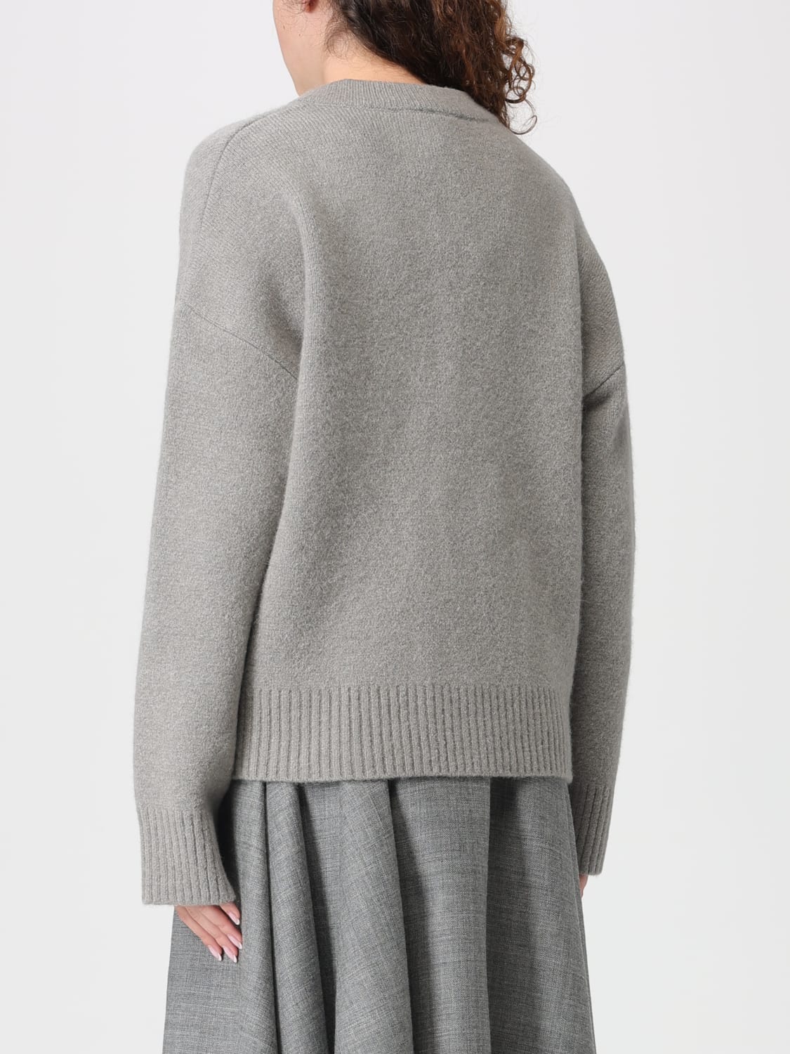 AMI PARIS CARDIGAN: Cardigan Ami Paris in lana con monogram , Grigio - Img 2