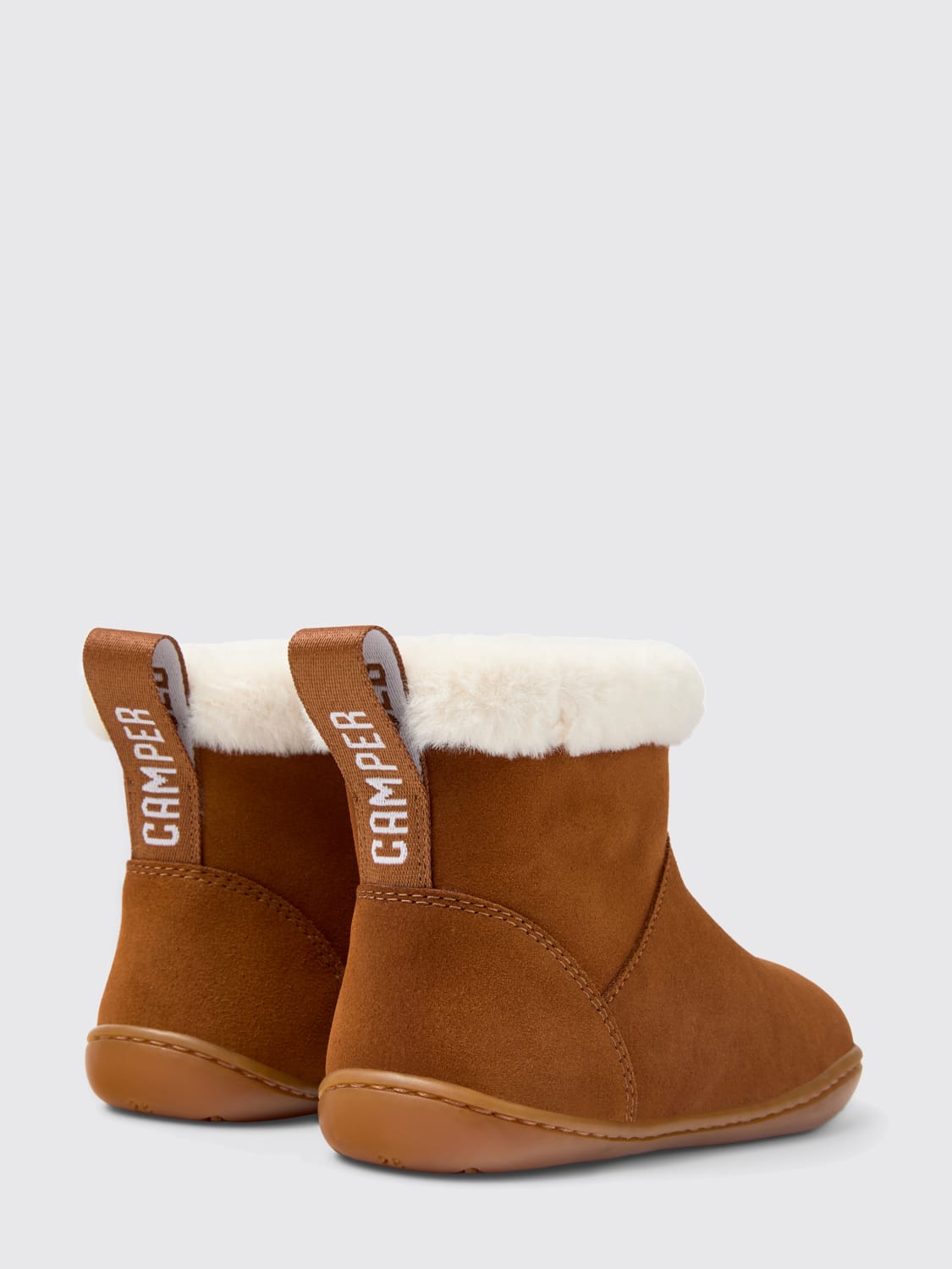 CAMPER SCARPE: Stivaletto Peu Camper in camoscio e shearling , Marrone - Img 3