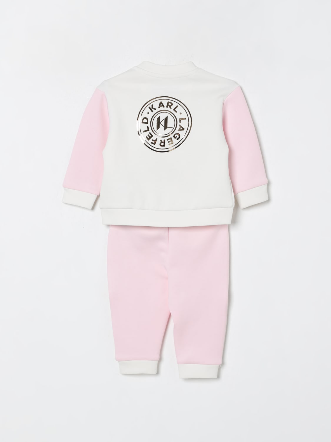 KARL LAGERFELD KIDS COMPLETO: Coordinato in cotone con logo Karl Lagerfeld Kids, Bianco - Img 2