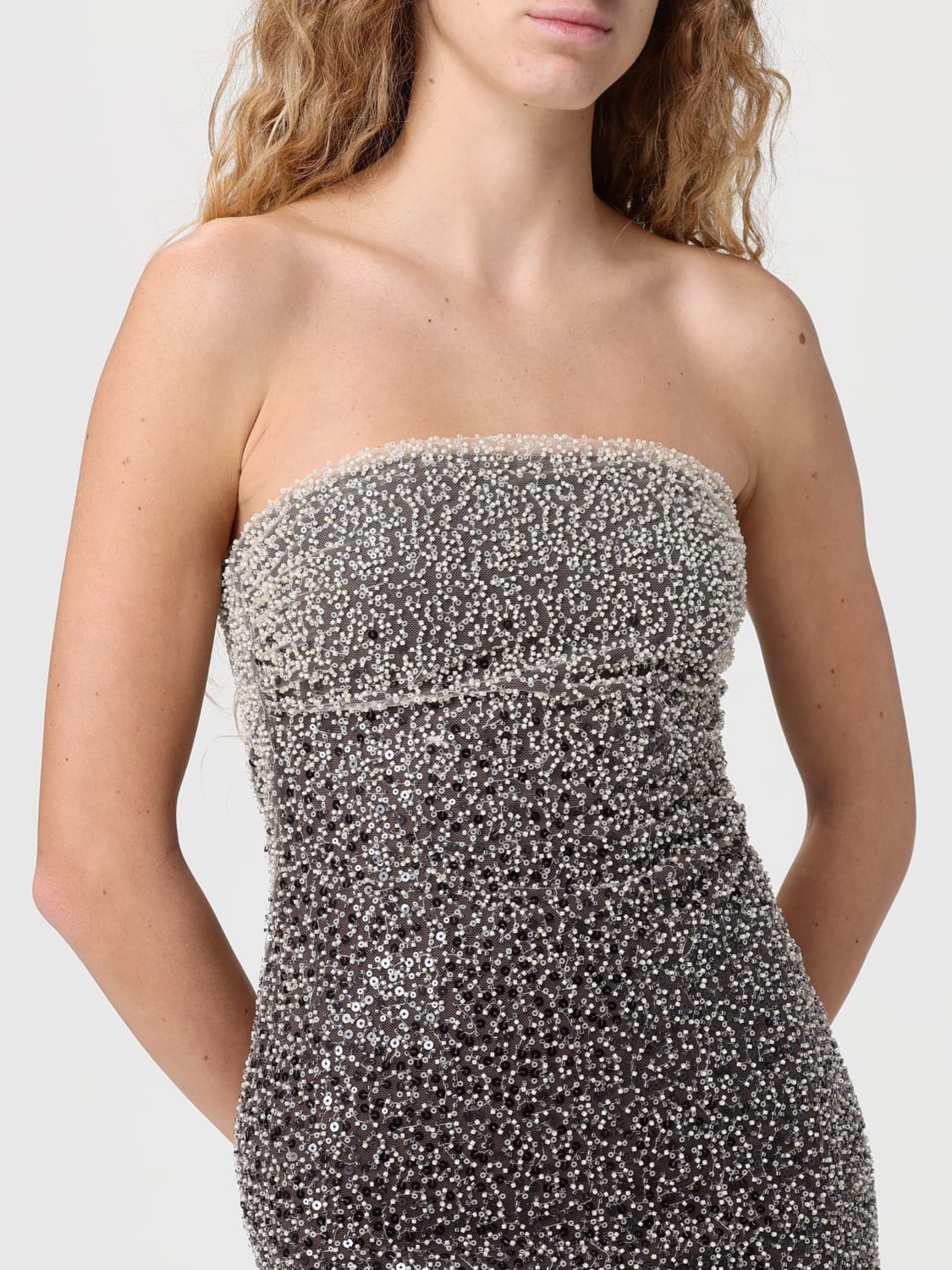 ROTATE DRESS: Dress woman Rotate, Beige - Img 3