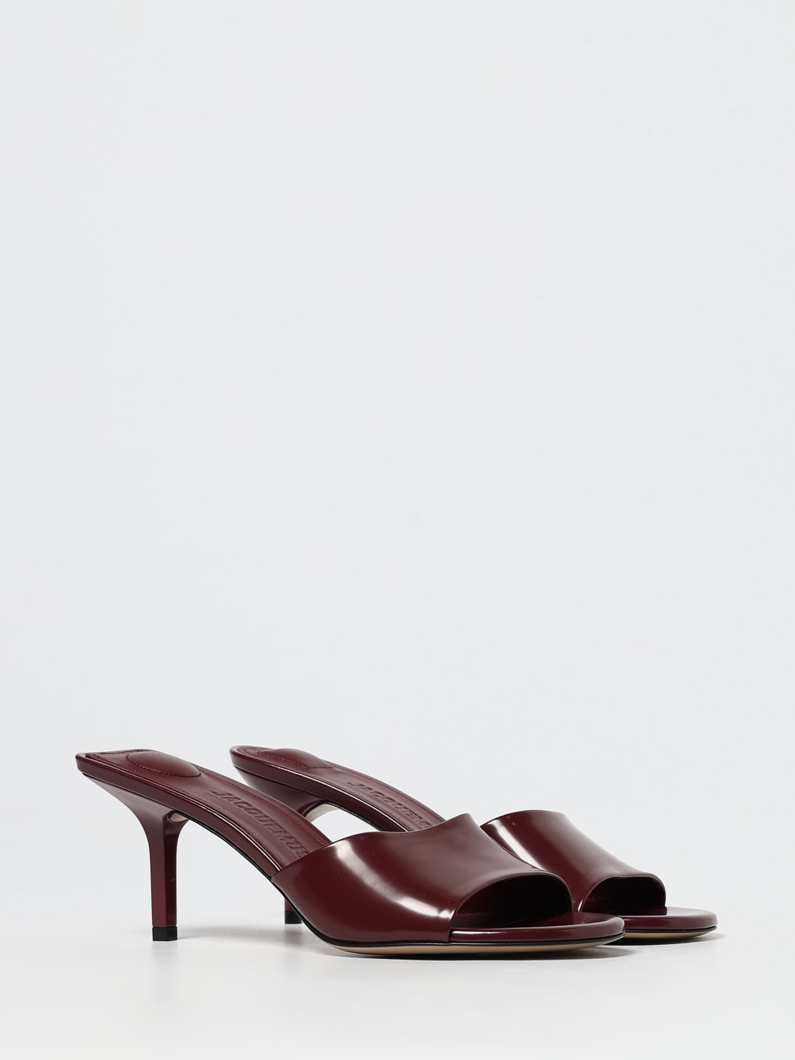 JACQUEMUS SANDALI CON TACCO: Mules Le Cubisto Jacquemus in pelle spazzolata , Viola - Img 2