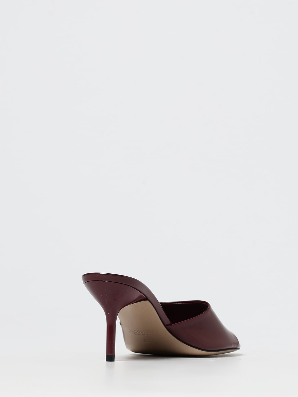 JACQUEMUS SANDALI CON TACCO: Mules Le Cubisto Jacquemus in pelle spazzolata , Viola - Img 3