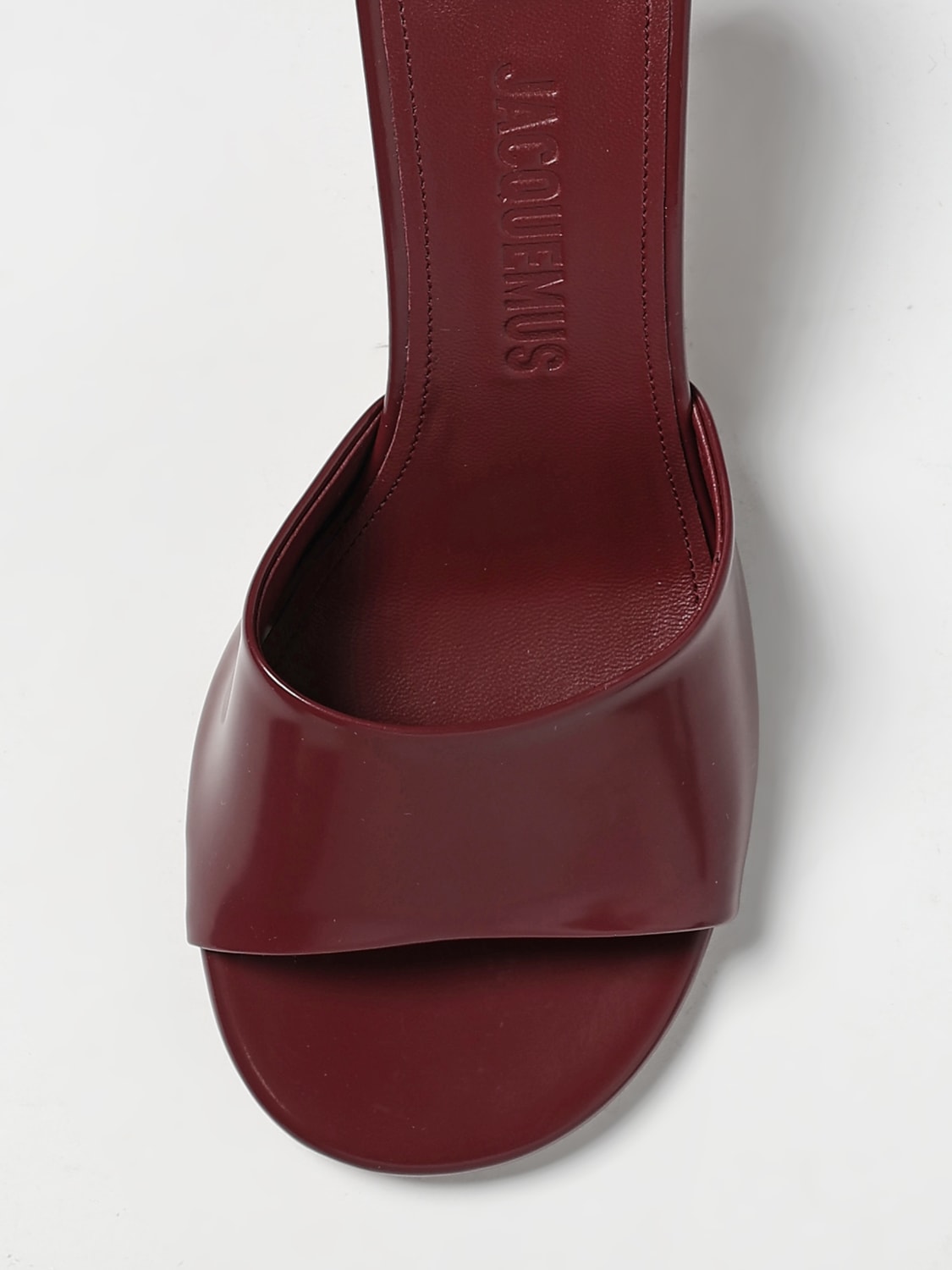 JACQUEMUS SANDALI CON TACCO: Mules Le Cubisto Jacquemus in pelle spazzolata , Viola - Img 4