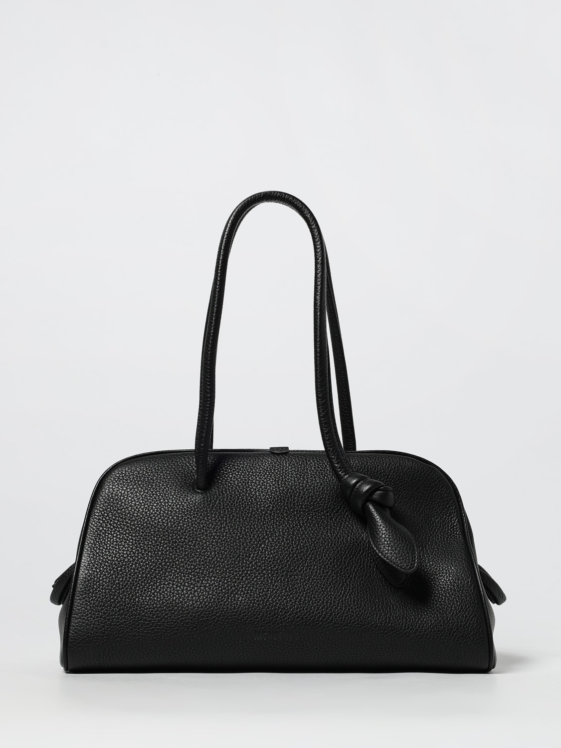 JACQUEMUS BORSA A SPALLA: Borsa Il Turismo Jacquemus in pelle a grana , Nero - Img 1