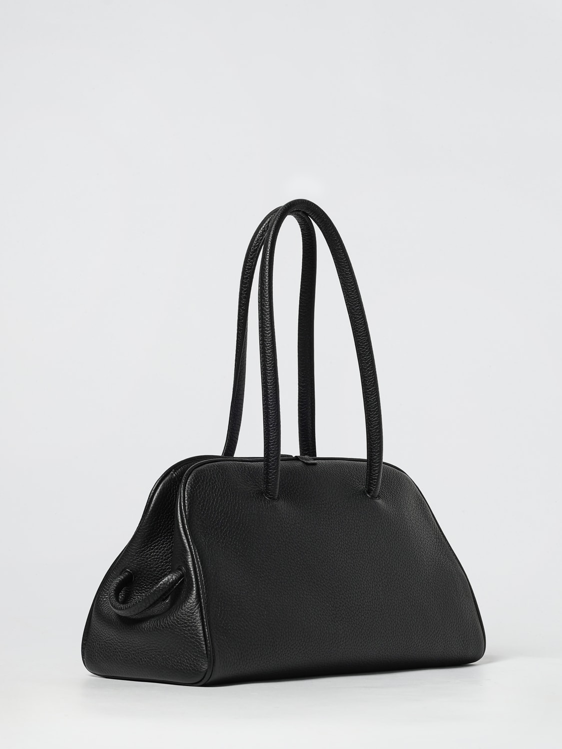 JACQUEMUS BORSA A SPALLA: Borsa Il Turismo Jacquemus in pelle a grana , Nero - Img 3