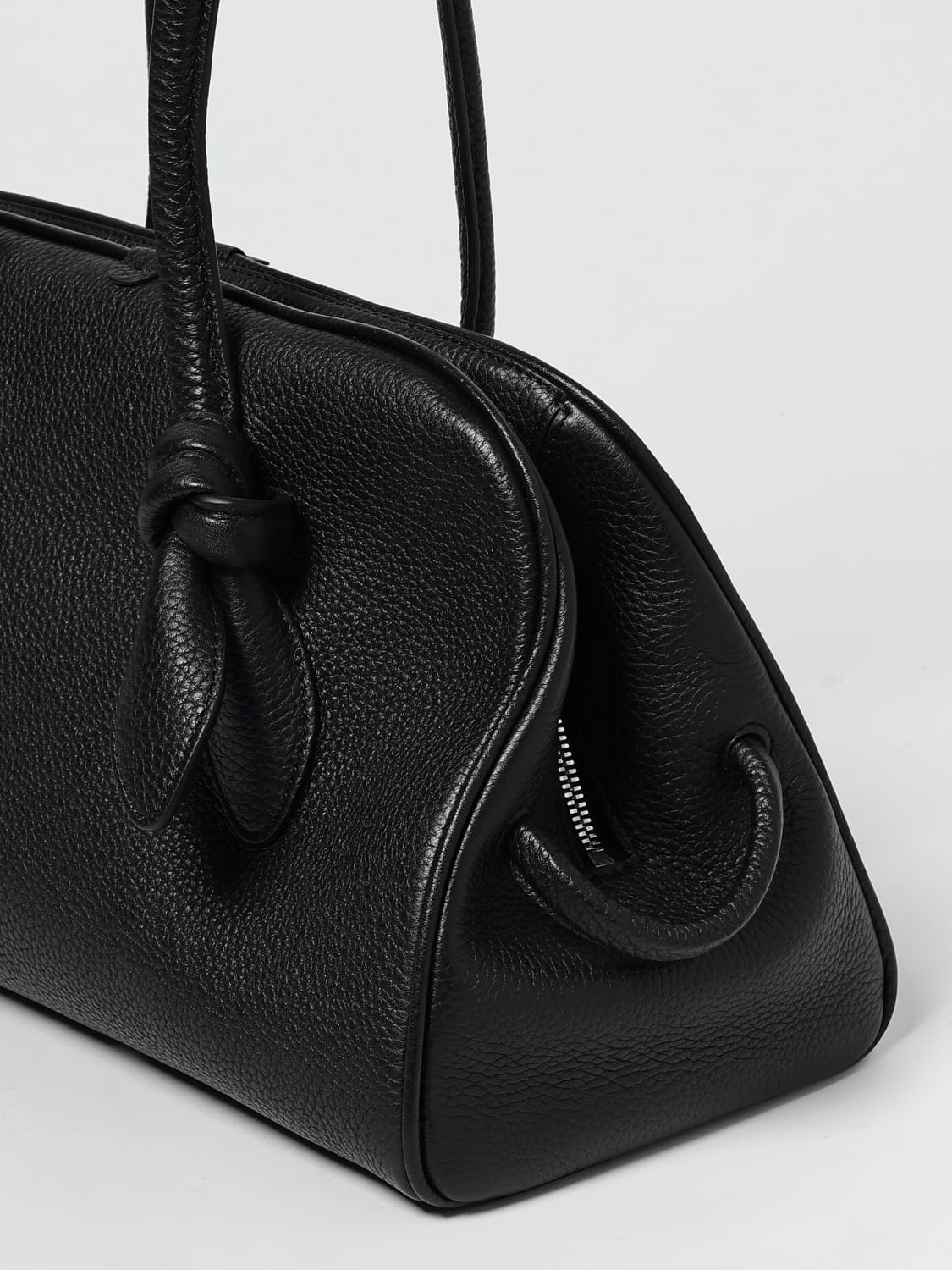 JACQUEMUS BORSA A SPALLA: Borsa Il Turismo Jacquemus in pelle a grana , Nero - Img 4