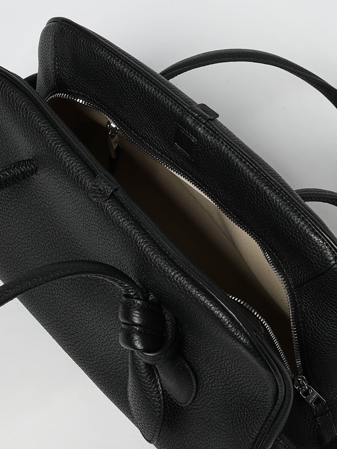 JACQUEMUS BORSA A SPALLA: Borsa Il Turismo Jacquemus in pelle a grana , Nero - Img 5