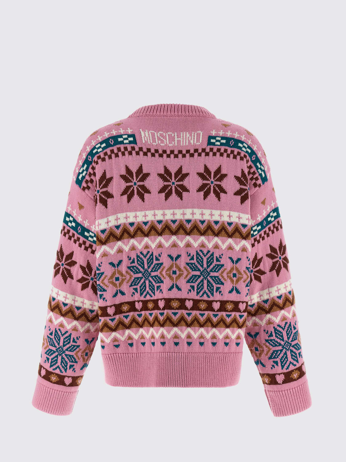 MOSCHINO COUTURE MAGLIA: Pullover in lana vergine jacquard Moschino Couture, Rosa - Img 2